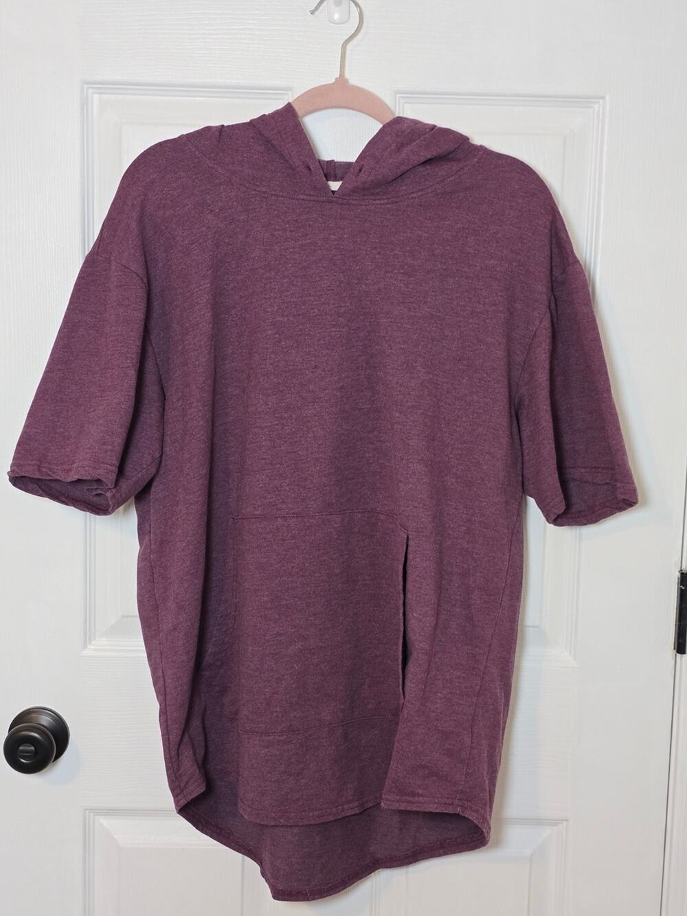 Elwood Men’s Heather Plum Short Sleeve Split Hem Hoodie Size Large